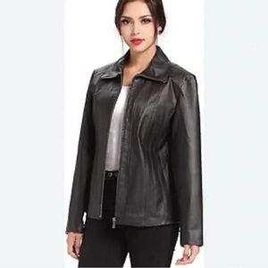Colebrook Black Leather Jacket peplum cut size S